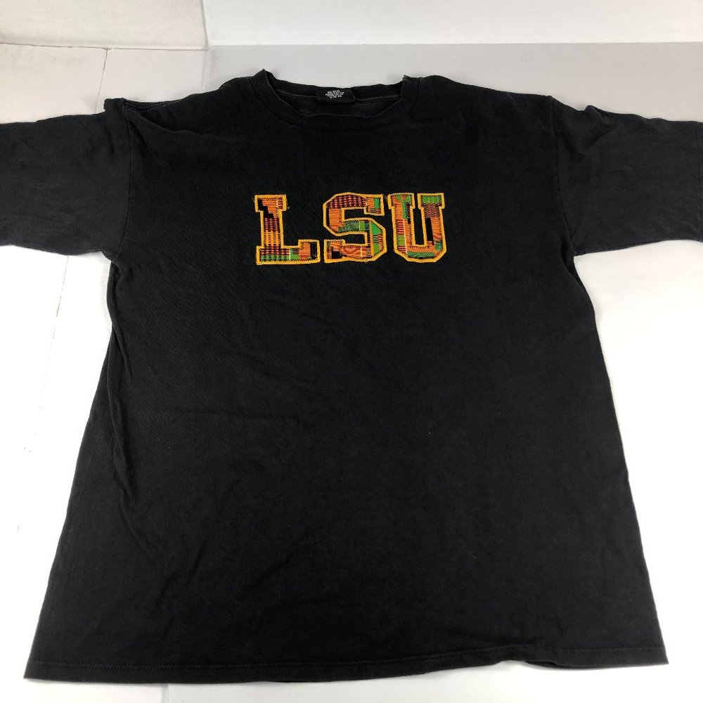 LSU Louisiana State University Stitched Patch Work Shirt Men's Extra Large Black